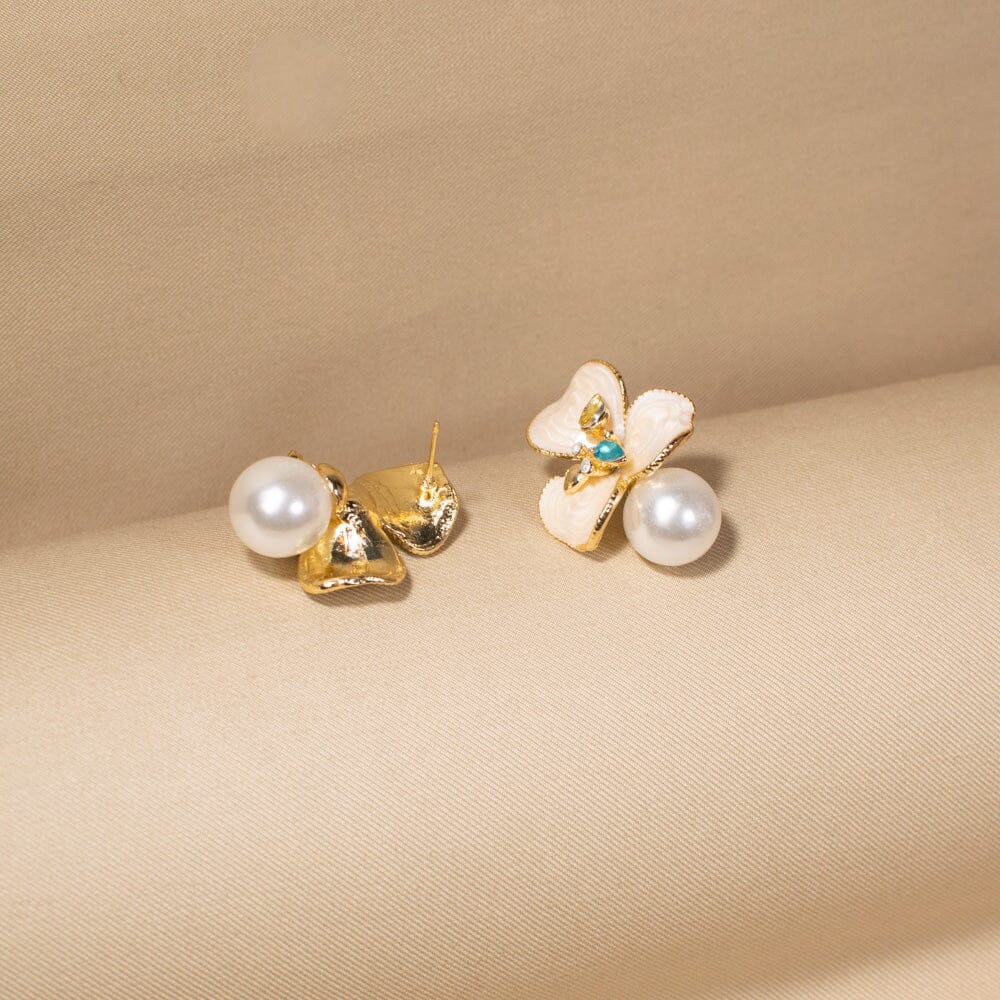 Ivory Orchid Pearl Studs - Image 3