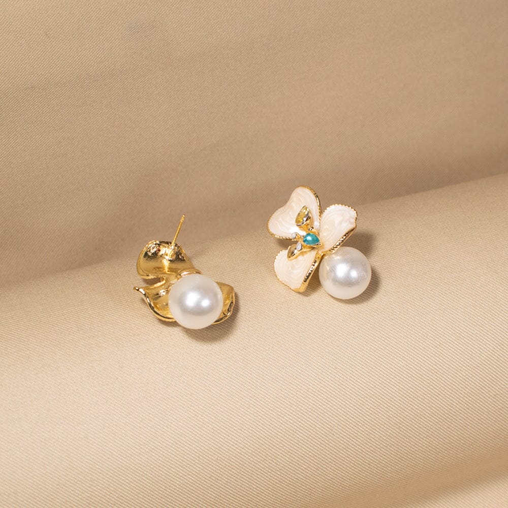 Ivory Orchid Pearl Studs - Image 4
